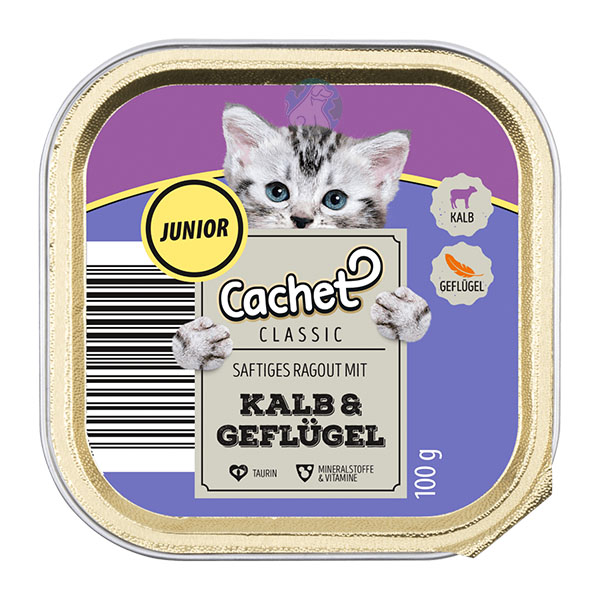 ووم بچه گربه با طعم گوساله و مرغ 100 گرمی Cachet